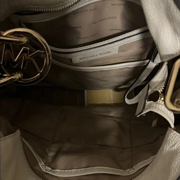 Michael Kors Cream Hobo Bag with Gold Accents - Picture 3 of 3